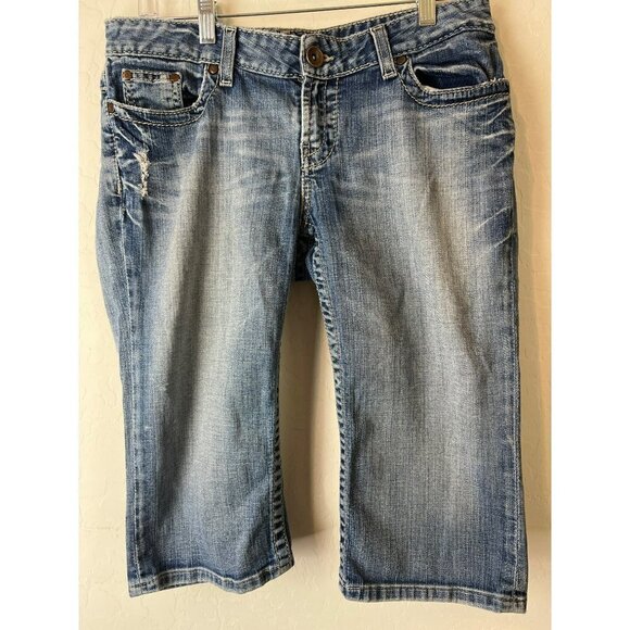 BKE Denim Sz 30 Starlite Bermuda Jean Short Flap Pockets Stretch - Picture 2 of 9